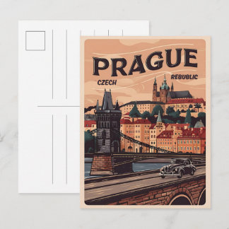 Carte Postale république tchèque vintage voyage prague tchécoslo