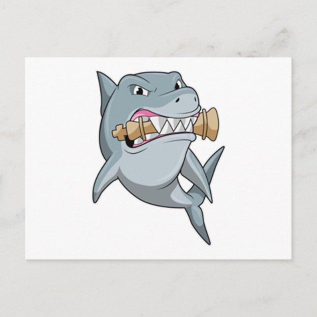 Carte Postale Requin aux échecs avec pièce d'échecs Roi (Devant)