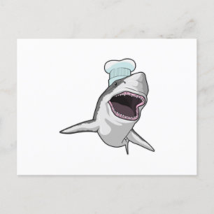 Carte Postale Requin comme cuisinier avec toque de chef