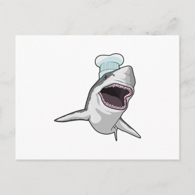 Carte Postale Requin cuisinier avec toque de chef (Devant)