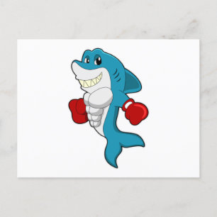Carte Postale Requin en boîte avec gants de boxe