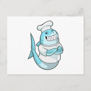 Carte Postale Requin en chef avec tablier de cuisine
