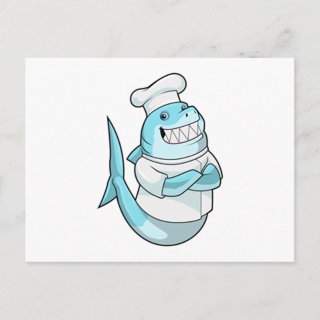 Carte Postale Requin en cuisinier avec tablier de cuisine (Devant)
