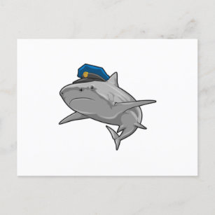 Carte Postale Requin en tant que policier Police
