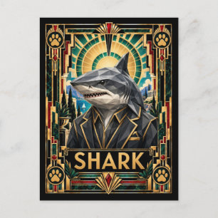 Carte Postale Requin, faune Art Déco
