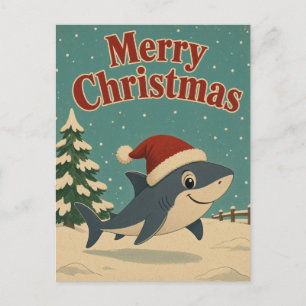 Carte Postale Requin Hiver Cour Animale Noël
