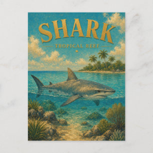 Carte Postale Requin Récif Tropical Aquarelle GeoSaga