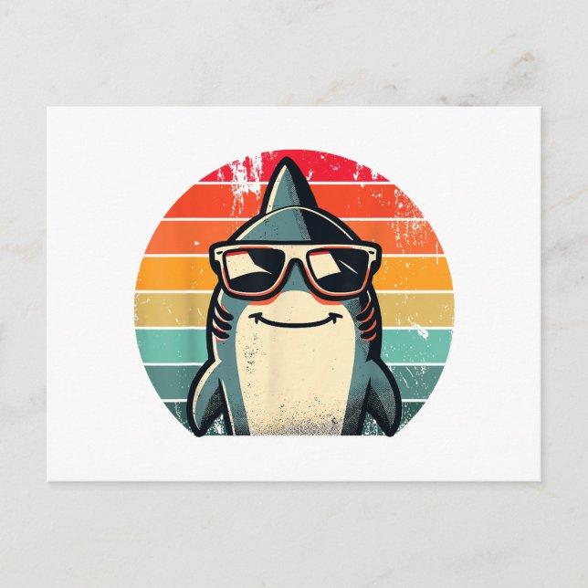 Carte Postale Requin rétro cool dans les lunettes de soleil les  (Devant)