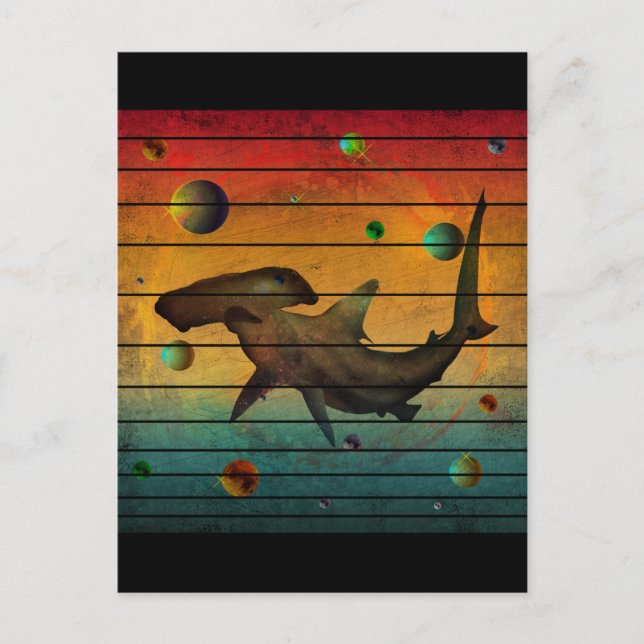 Carte Postale Requin spatial Vintage amusant (Devant)
