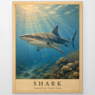 Carte Postale Requin Tropical Pacifique VINTAGE