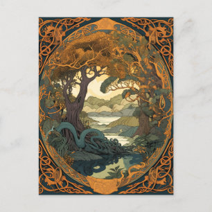 Carte Postale Réseau d'arbre de paysage de noeud celtique