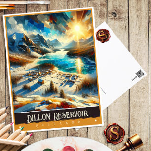 Carte Postale Réservoir Dillon, Colorado   Peinture Vintage