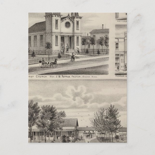 Carte Postale Résidence, ferme, église et magasin en Minnesota (Devant)