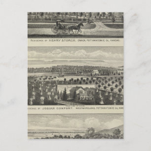 Carte Postale Résidences et fermes, Onaga, Kansas