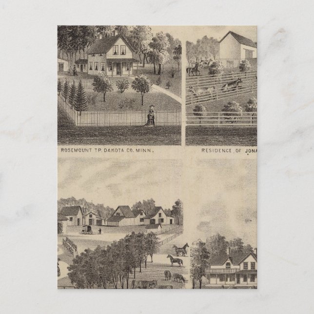Carte Postale Résidences et granges, Minnesota (Devant)