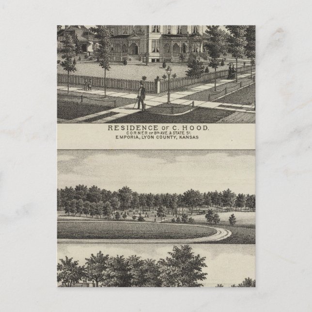 Carte Postale Résidences, Grove, Mills, Usine, Emporia, Kansas (Devant)