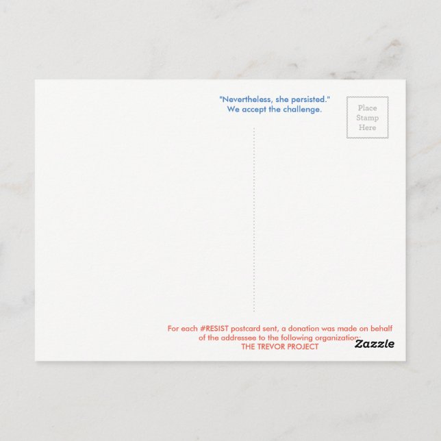 Carte Postale #RESIST Postcard—JUILLET TREVOR (Dos)