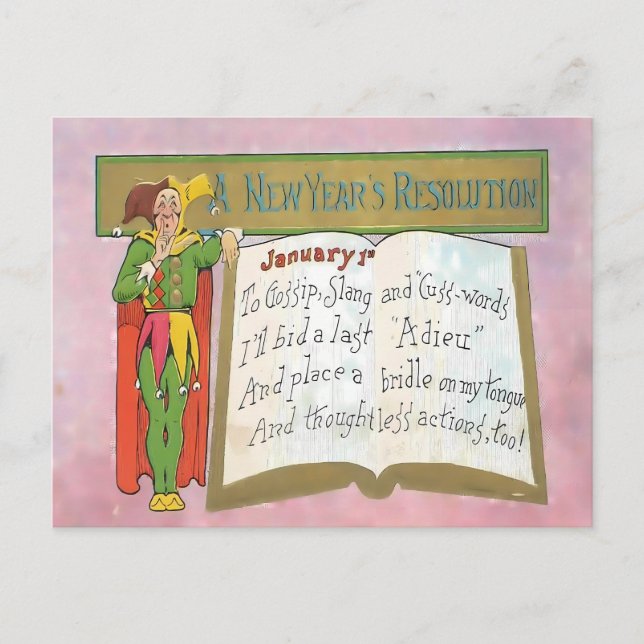 Carte Postale Résolution du Nouvel An drôle vintage (Devant)