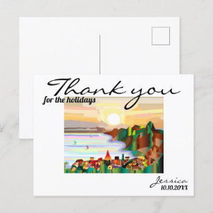 Carte Postale Resort, côte de mer, voiliers