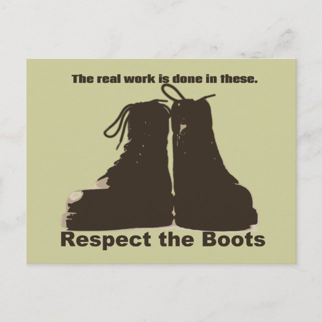 Carte Postale Respectez les bottes : Ce que les VRAIS travailleu (Devant)