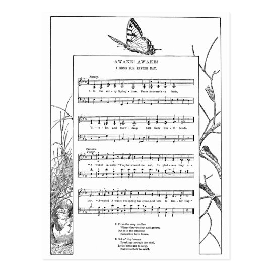 Carte Postale Ressort Reveillant La Chanson Et Le Papillon Zazzle Fr