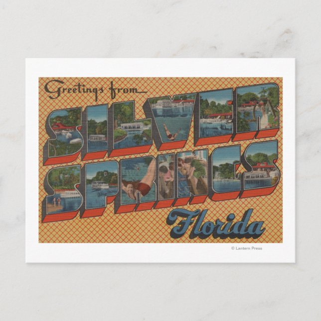 Carte Postale Ressorts d'argent, Floride - Grandes lettres scène (Devant)