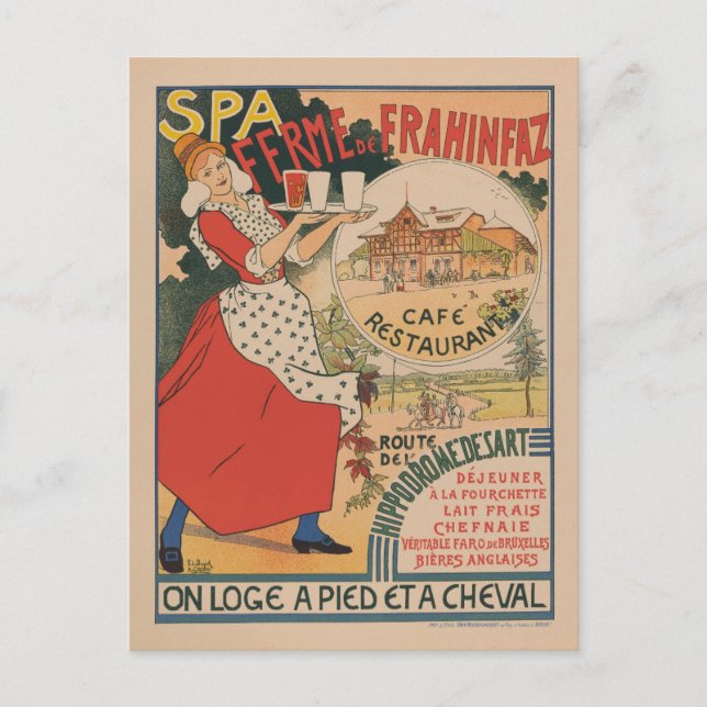 Carte Postale Restaurant vintage français Café Travel (Devant)