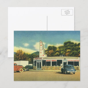 Carte Postale Restaurant vintage, les années 50 Drive In Diner a