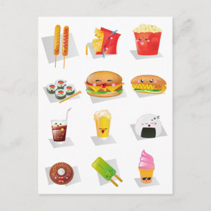Carte Postale restauration rapide kawaii