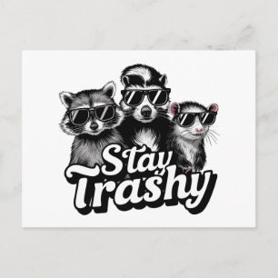 Carte Postale Reste Trashy Lunettes de soleil Raton laveur Oposs