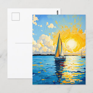 Carte Postale Rester en contact   Bateau à voile à Sunset