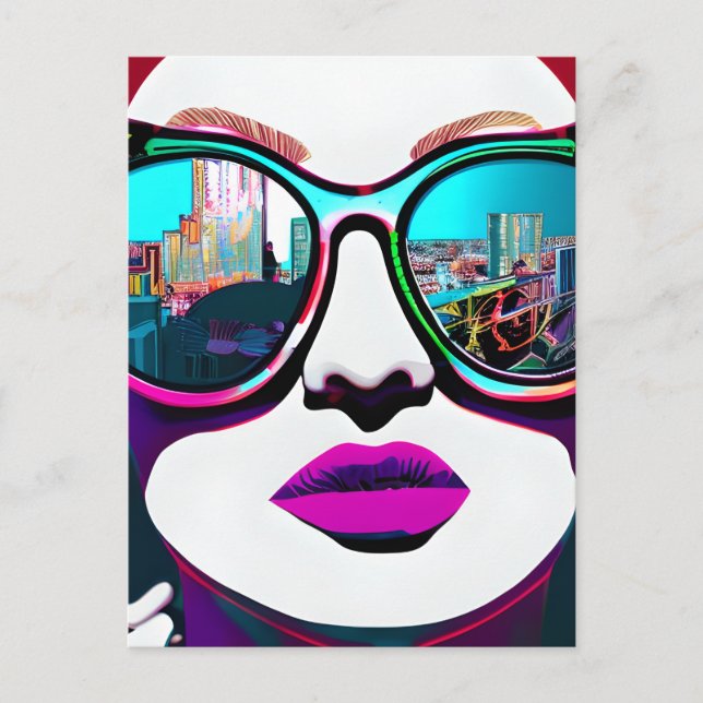 Carte Postale Rester en contact | Femme dans les lunettes de sol (Devant)