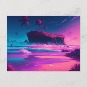 Carte Postale Rester en contact   Vagues océaniques roses