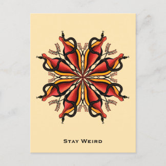 Carte Postale Restez bizarre - Goth Snakes Flower Tattoo Style