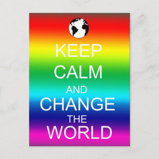 Carte Postale Restez calme Changer le monde Rainbow Postcard
