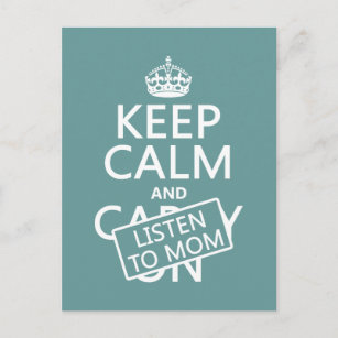 Carte Postale Restez calme et écoutez maman (dans n'importe quel