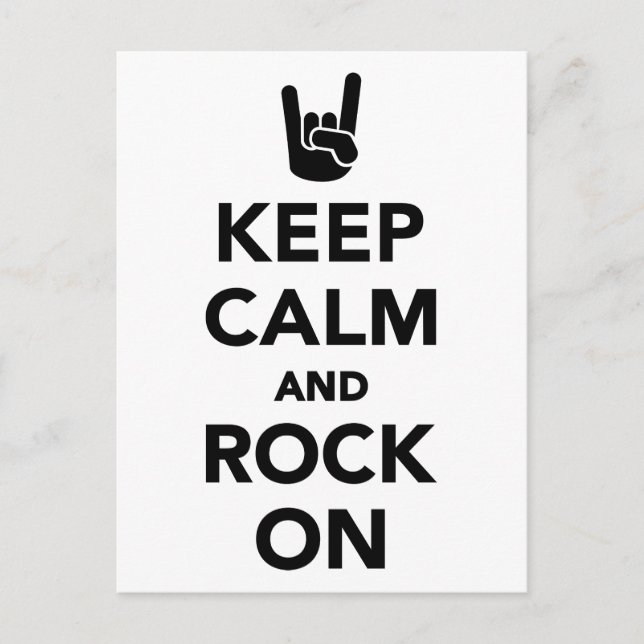 Carte Postale Restez calme et faites du rock sur (Devant)