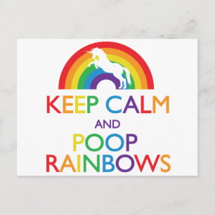 Carte Postale Restez calme et Poop Rainbows Unicorn