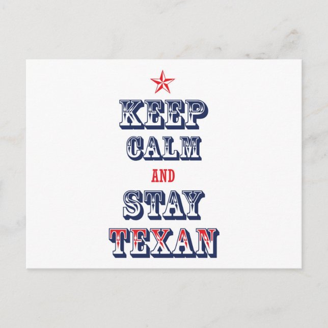 Carte Postale Restez calme et restez texan (Devant)