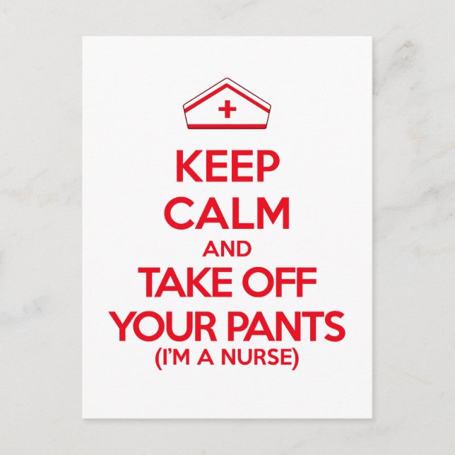 Carte Postale Restez calme et retirez vos pantalons (Devant)