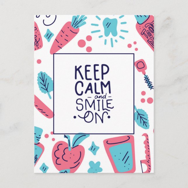 Carte Postale Restez Calme Et Souriez ! | Phrase mignonne (Devant)