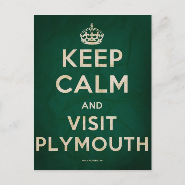 Carte Postale Restez calme et visitez Plymouth (Devant)