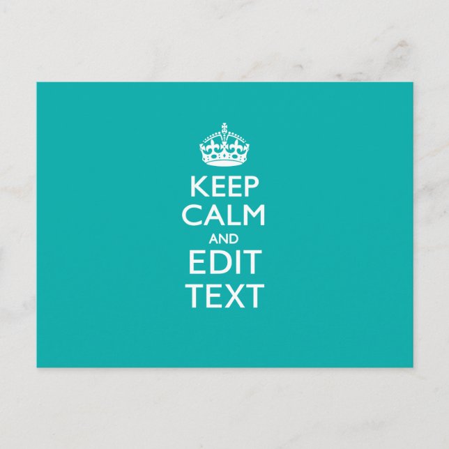 Carte Postale Restez calme et votre texte sur Accent Turquoise (Devant)