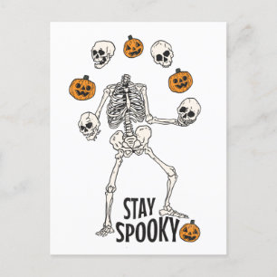 Carte Postale Restez Éffrayant Drôle Halloween Skeleton Skulons