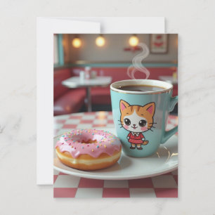 Carte Postale Restez en contact avec ce donut et ce café mignons