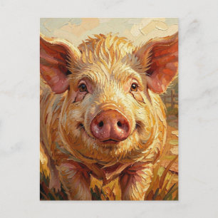 Carte Postale Restez en contact avec ce mignon cochon
