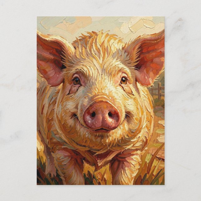 Carte Postale Restez en contact avec ce mignon cochon (Devant)