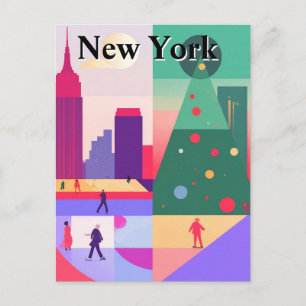 Carte Postale Résumé Géométrique de Noël à New York