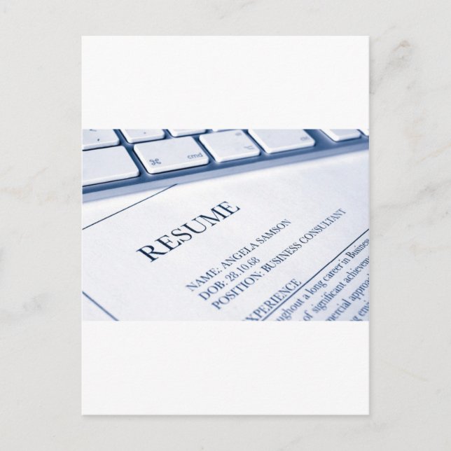 Carte Postale resume or cv job application (Devant)