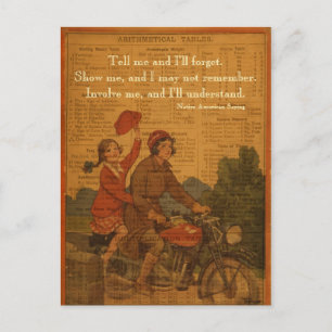 Carte Postale Retour à l'école à vélo